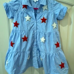 Belle Cher Blue Dress with Red and White Star Accents